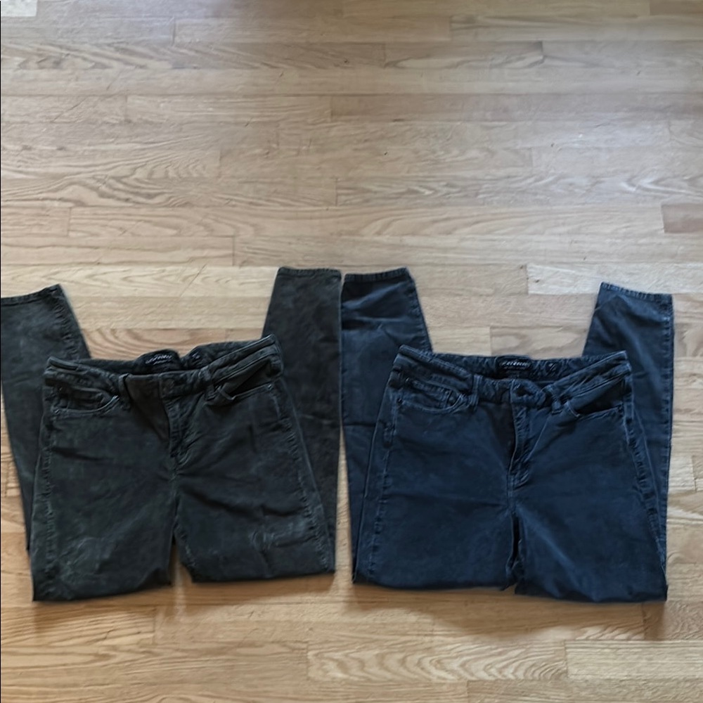 Lucky Brand velvety pant in olive green and dark grey